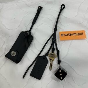 NEW Coach Set of 2 Bag Charms - Dice Key Hangtag Loved Leather